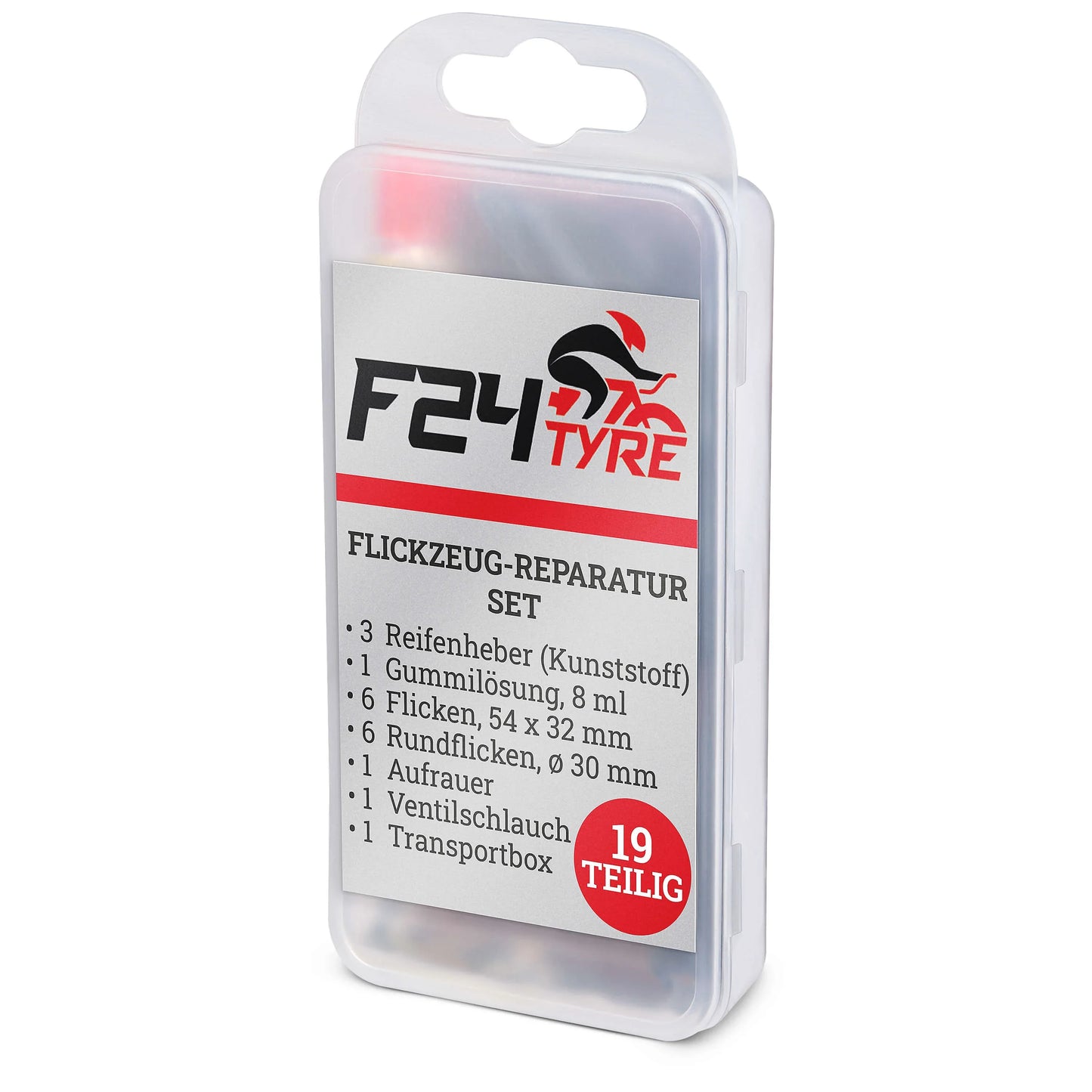 F24Tyre XXL Fahrradreifen Reparatursatz Komplett Flickzeug 19-teilig Flickset - FahrradReifenExpress.de