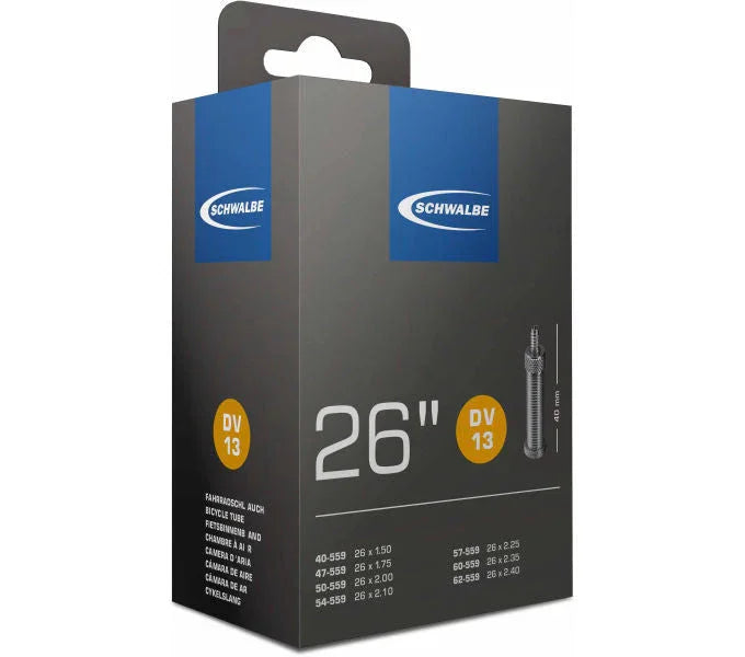 26 Zoll Schwalbe Nr. 13 Fahrradschlauch 26x1,50 bis 26x2,50 Zoll 40/62-559 AV/DV/SV - FahrradReifenExpress.de