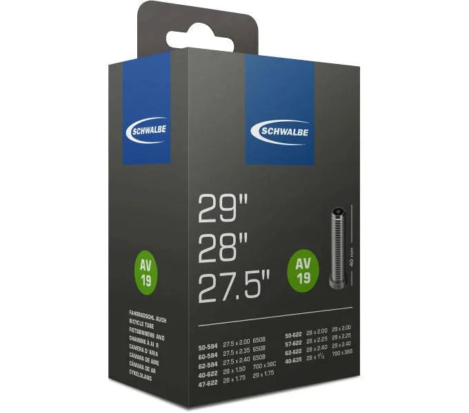 29 Zoll Schwalbe Nr. 19 Fahrradschlauch 27,5x2,00 bis 29x2,40 Zoll 40/62-584/622 AV/SV - FahrradReifenExpress.de