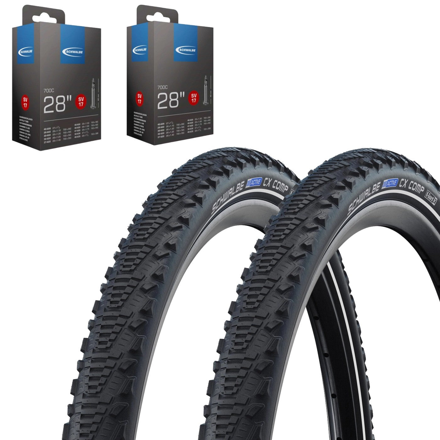 2x Schwalbe CX COMP im SET 20-28 Zoll inkl. 2x Schwalbe Schlauch K-Guard Reflex