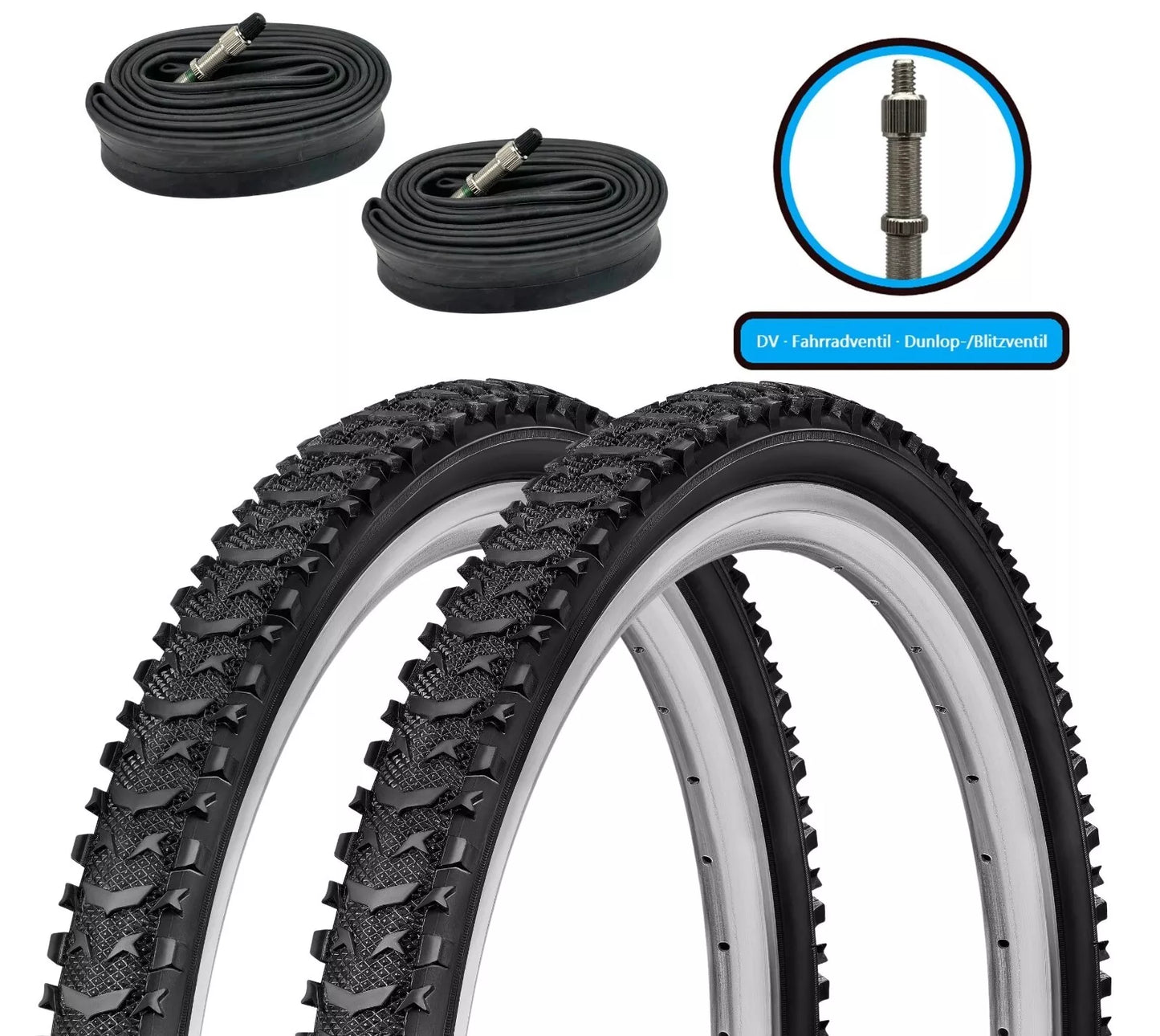 2xFahrradreifen SET 24x1,75 Zoll F24Tyre P1003 inkl. 2xSchlauch