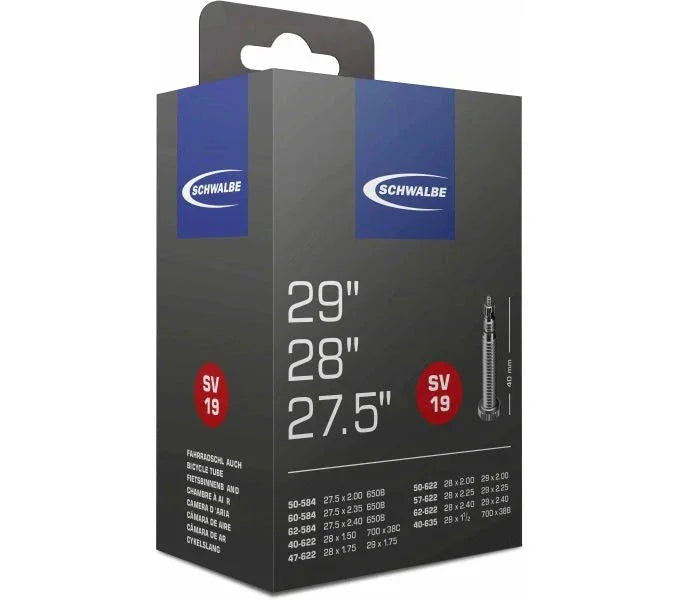 29 Zoll Schwalbe Nr. 19 Fahrradschlauch 27,5x2,00 bis 29x2,40 Zoll 40/62-584/622 AV/SV - FahrradReifenExpress.de