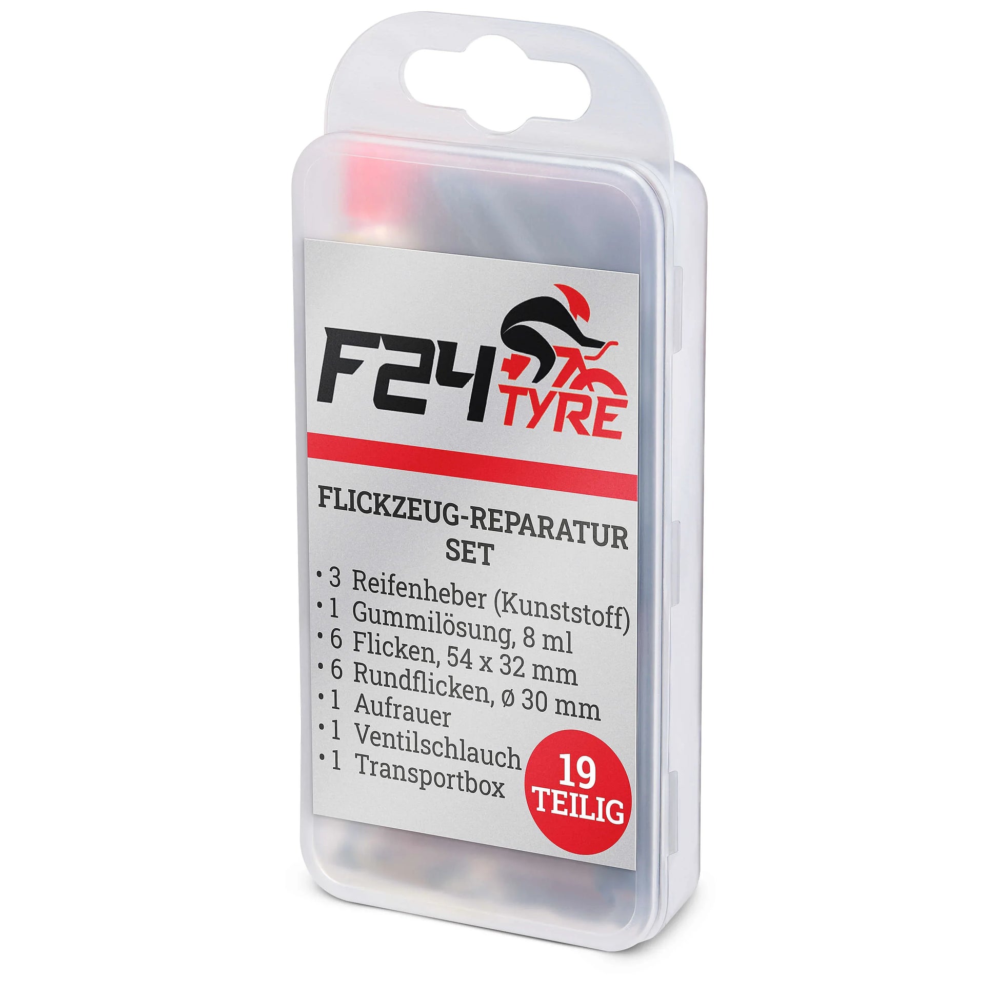 F24Tyre XXL Fahrradreifen Reparatursatz Komplett Flickzeug 19-teilig Flickset - FahrradReifenExpress.de