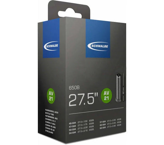 27,5 Zoll Schwalbe Nr. 21 Fahrradschlauch 27,5x1,50 bis 27,5x2,40 Zoll 40/62-559 AV/DV/SV - FahrradReifenExpress.de