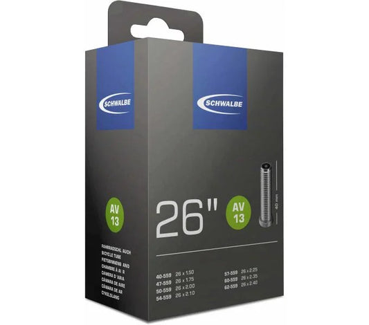 26 Zoll Schwalbe Nr. 13 Fahrradschlauch 26x1,50 bis 26x2,50 Zoll 40/62-559 AV/DV/SV - FahrradReifenExpress.de