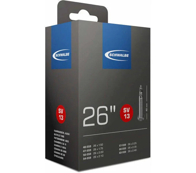 26 Zoll Schwalbe Nr. 13 Fahrradschlauch 26x1,50 bis 26x2,50 Zoll 40/62-559 AV/DV/SV - FahrradReifenExpress.de