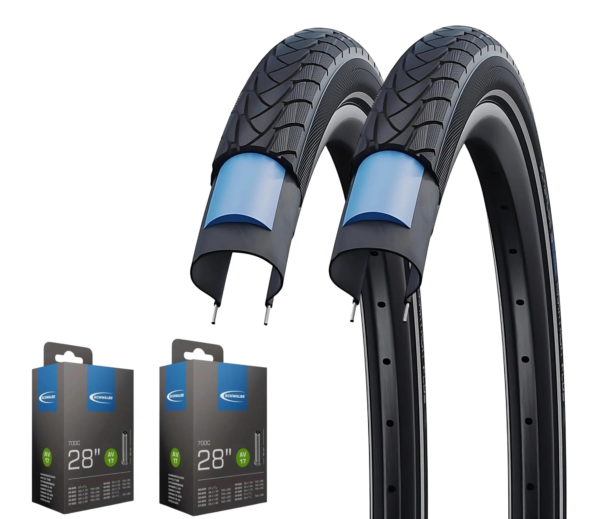 2x Schwalbe Marathon Plus im SET 20 - 28 Zoll inkl. 2x Schwalbe Schlauch Unplattbar Reflex - FahrradReifenExpress.de