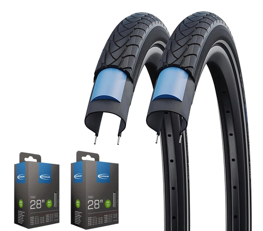 2x Schwalbe Marathon Plus im SET 20 - 28 Zoll inkl. 2x Schwalbe Schlauch Unplattbar Reflex - FahrradReifenExpress.de