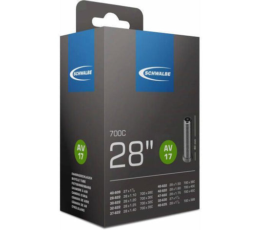 28 Zoll Schwalbe Nr. 17 Fahrradschlauch 28x1,10 bis 28x1,75 Zoll AV/DV/SV - FahrradReifenExpress.de