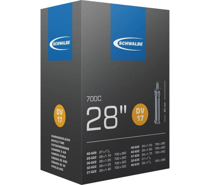 28 Zoll Schwalbe Nr. 17 Fahrradschlauch 28x1,10 bis 28x1,75 Zoll AV/DV/SV - FahrradReifenExpress.de
