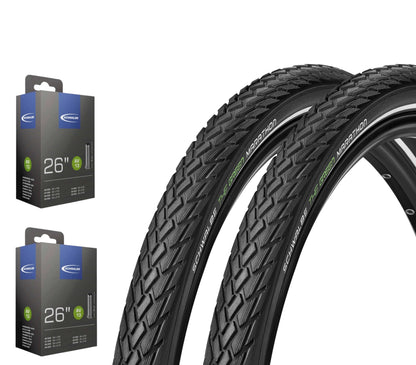 2x Schwalbe Green Marathon im SET 26 - 28 Zoll inkl. 2x Schwalbe Schlauch GreenGuard Reflex