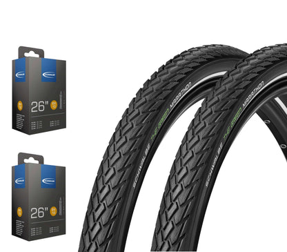 2x Schwalbe Green Marathon im SET 26 - 28 Zoll inkl. 2x Schwalbe Schlauch GreenGuard Reflex