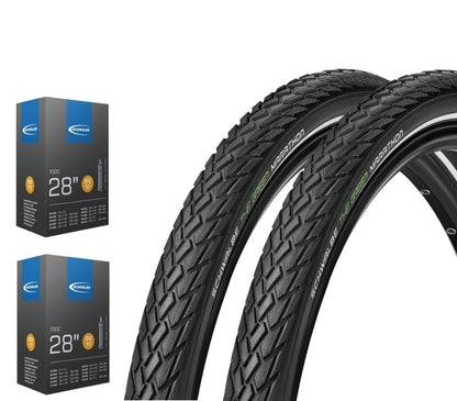 2x Schwalbe Green Marathon im SET 26 - 28 Zoll inkl. 2x Schwalbe Schlauch GreenGuard Reflex