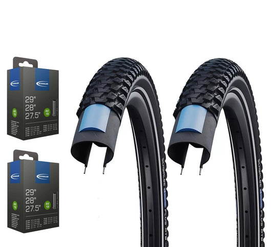 2x Schwalbe Marathon Plus MTB im SET 27,5-29 Zoll inkl. 2x Schwalbe Schlauch UNPLATTBAR SmartGuard Reflex