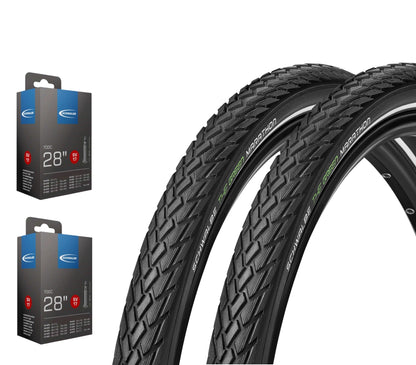 2x Schwalbe Green Marathon im SET 26 - 28 Zoll inkl. 2x Schwalbe Schlauch GreenGuard Reflex