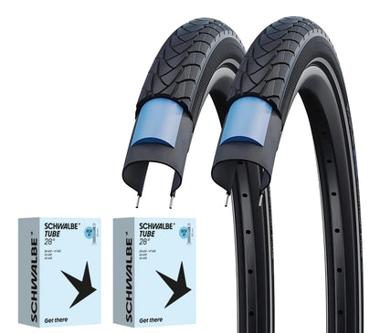 2x Schwalbe Marathon Plus im SET 20 - 28 Zoll inkl. 2x Schwalbe Schlauch Unplattbar Reflex - FahrradReifenExpress.de