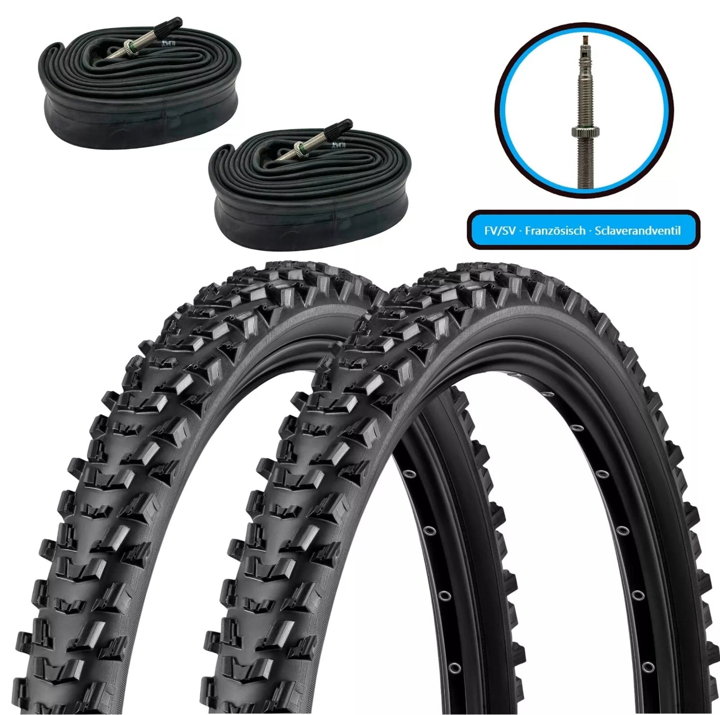 2xFahrradreifen SET 24-26 Zoll F24Tyre P1014 inkl. 2xSchlauch